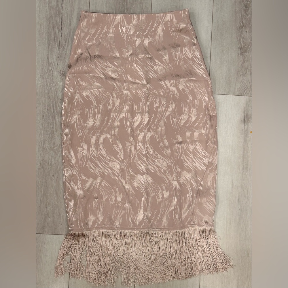 NWT Sage The Label Courtney Fringe Satin Skirt (XS)